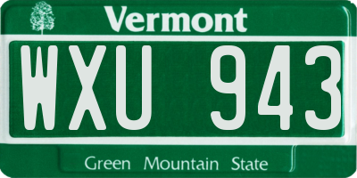 VT license plate WXU943