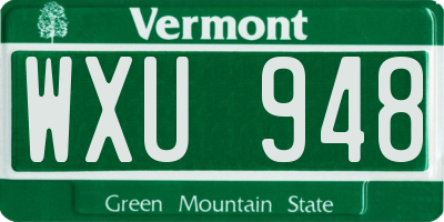 VT license plate WXU948