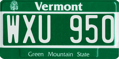 VT license plate WXU950