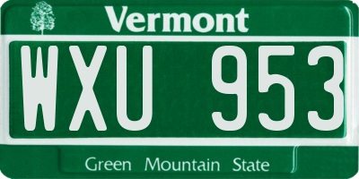 VT license plate WXU953