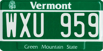 VT license plate WXU959