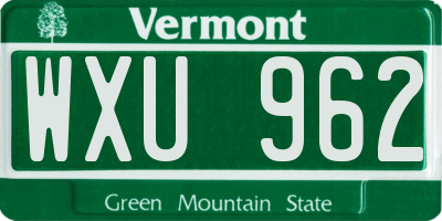 VT license plate WXU962