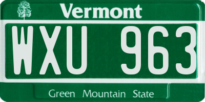 VT license plate WXU963