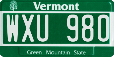 VT license plate WXU980