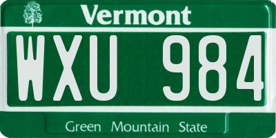 VT license plate WXU984