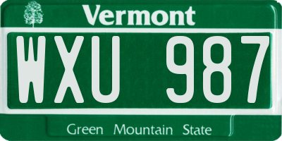 VT license plate WXU987