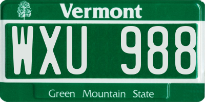 VT license plate WXU988
