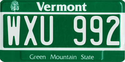 VT license plate WXU992