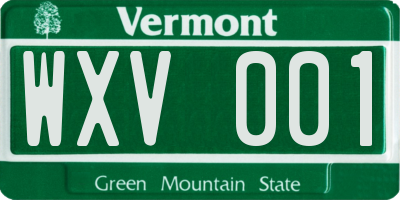 VT license plate WXV001