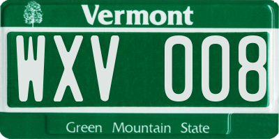 VT license plate WXV008