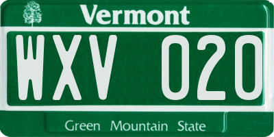 VT license plate WXV020