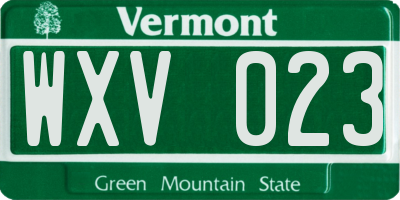 VT license plate WXV023