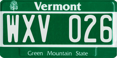 VT license plate WXV026