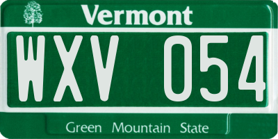 VT license plate WXV054