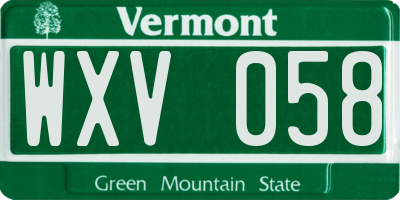 VT license plate WXV058