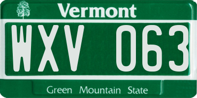 VT license plate WXV063