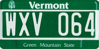 VT license plate WXV064