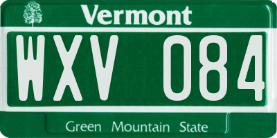 VT license plate WXV084