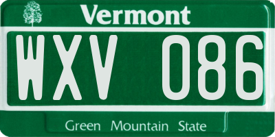 VT license plate WXV086