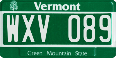 VT license plate WXV089