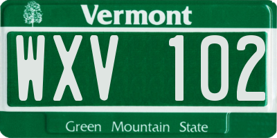 VT license plate WXV102