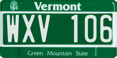 VT license plate WXV106