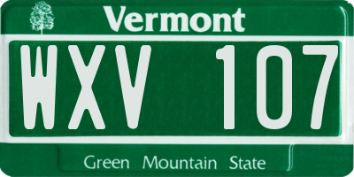 VT license plate WXV107