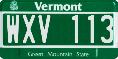 VT license plate WXV113