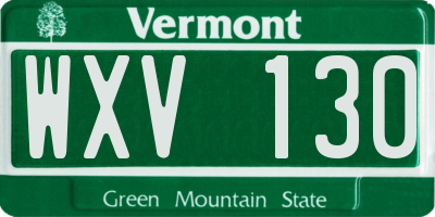 VT license plate WXV130