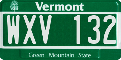 VT license plate WXV132