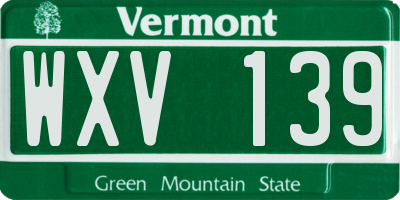 VT license plate WXV139