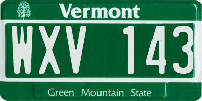 VT license plate WXV143