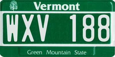VT license plate WXV188