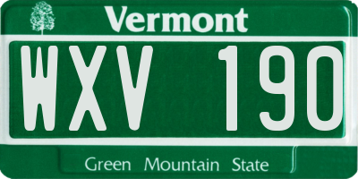 VT license plate WXV190