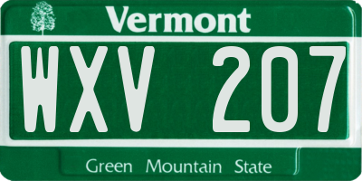 VT license plate WXV207
