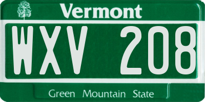 VT license plate WXV208