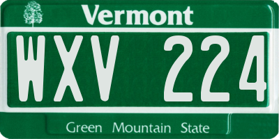 VT license plate WXV224