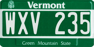 VT license plate WXV235