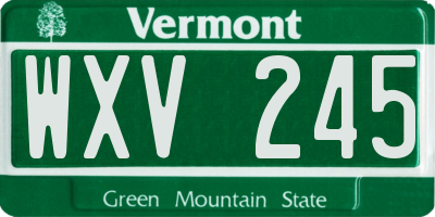 VT license plate WXV245