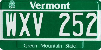 VT license plate WXV252