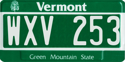 VT license plate WXV253
