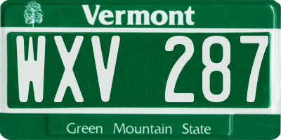 VT license plate WXV287