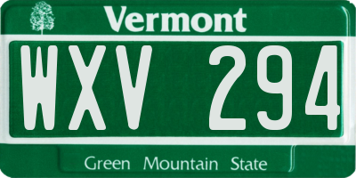 VT license plate WXV294