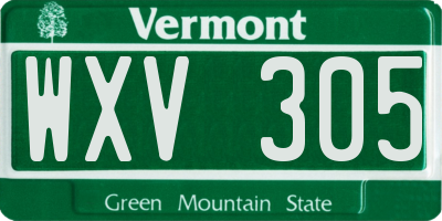 VT license plate WXV305