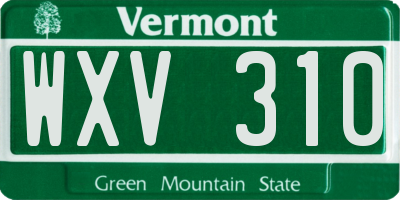 VT license plate WXV310