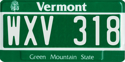 VT license plate WXV318