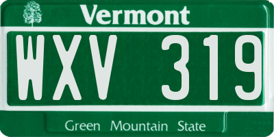 VT license plate WXV319
