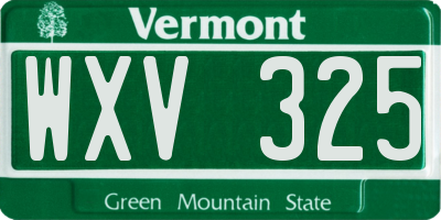 VT license plate WXV325