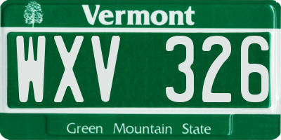 VT license plate WXV326