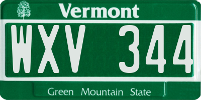 VT license plate WXV344
